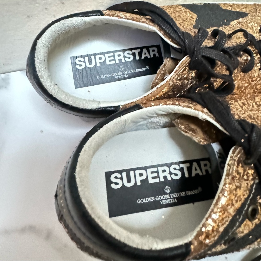 Golden Goose Gold Glitter Flag Sneakers - Picture 13 of 16